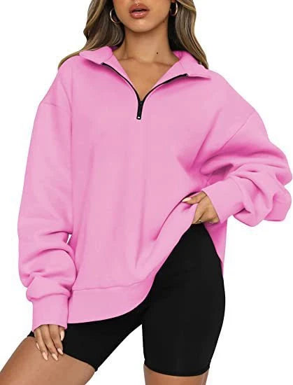 Women's zip turndown collar sweatshirt in various colours
