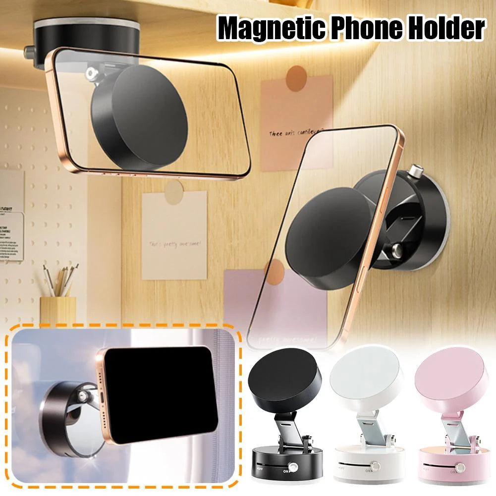 Foldable magnetic vacuum car phone holder in various colours