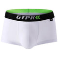 Men's cotton boxer briefs in solid colour, knitted fabric, mid waist, available in white black gray