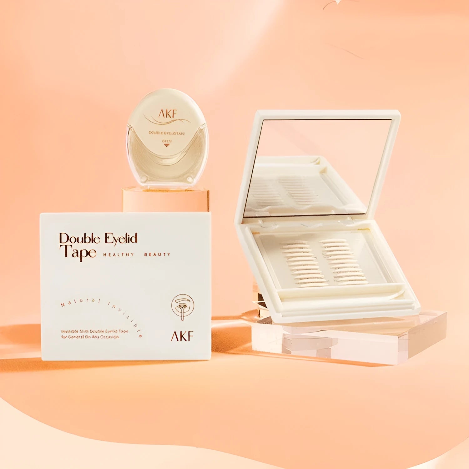 Transparent double eyelid stickers on roll with lace pattern for natural eyelid enhancement