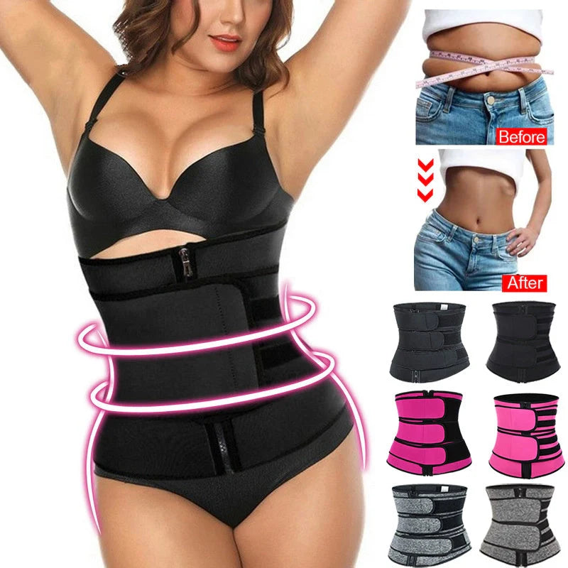 Women's adjustable waist trainer slimming bodysuit with 2-3 belts for workout shaping
