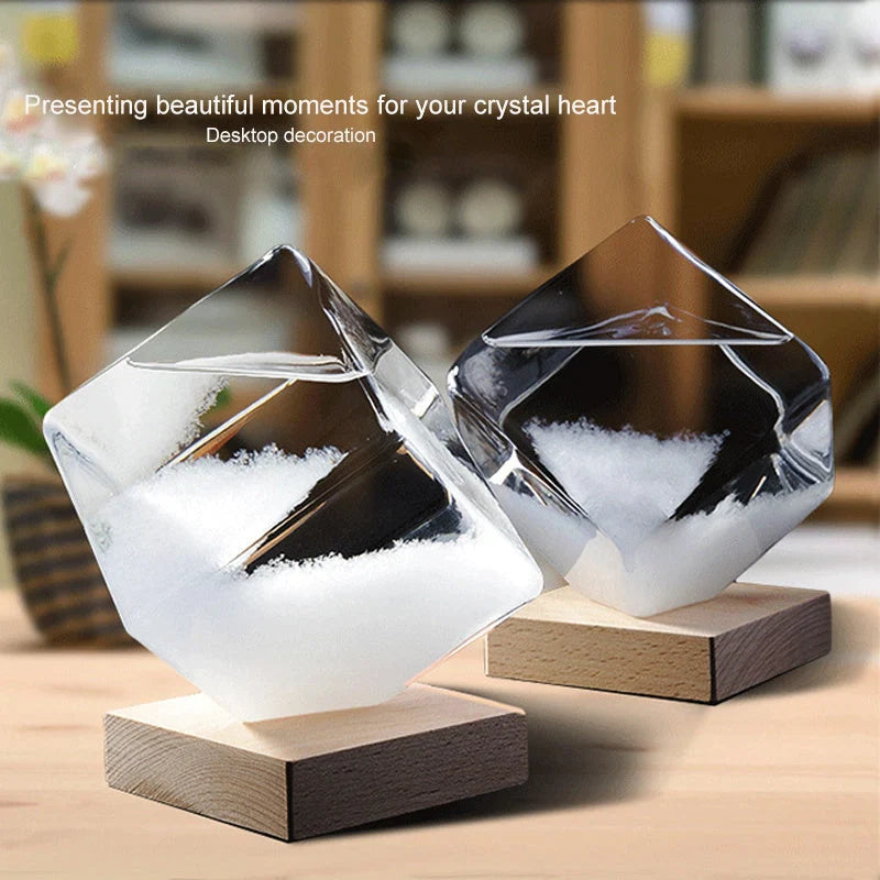 Desktop Droplet Storm Glass Bottle Weather Forecast Predictor with base in white or blue