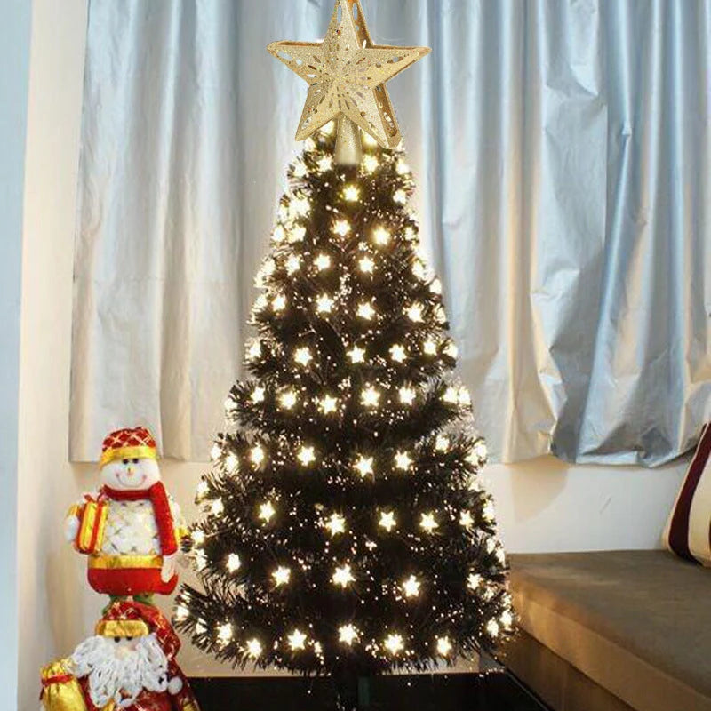 LED Projection Christmas Tree Topper with snowflake effect in silver and gold