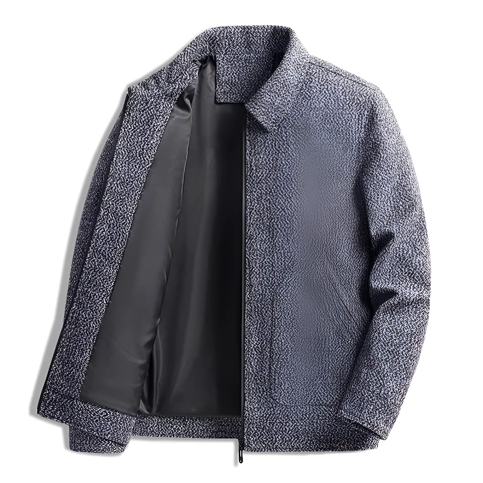 Men's woolen coat in black, gray, and brown colours made from bamboo fibre blend, Asian sizes M to 5XL