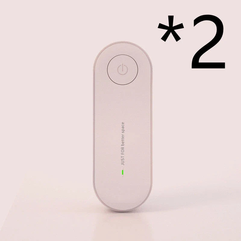 Compact negative ion air purifier in various colors, releasing 5 million ions to purify the air in your home or office