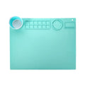 Green silicone painting pad measuring 50x40cm with integrated water bowl for watercolour art