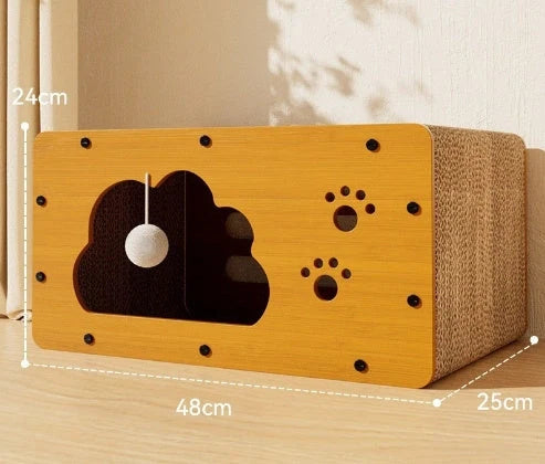 Durable sisal cat scratch board with integrated nest, perfect for protecting furniture and providing comfort for your cat