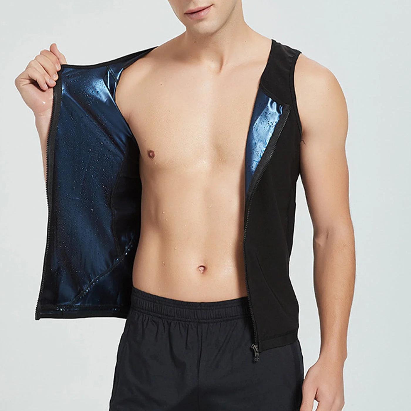 Men's black zip-up storm sweatshirt for running and yoga, lightweight and quick-drying