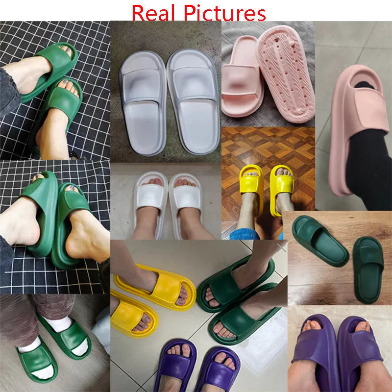 A pair of thick-soled EVA flip-flop slippers for men and women in a choice of seven colours.