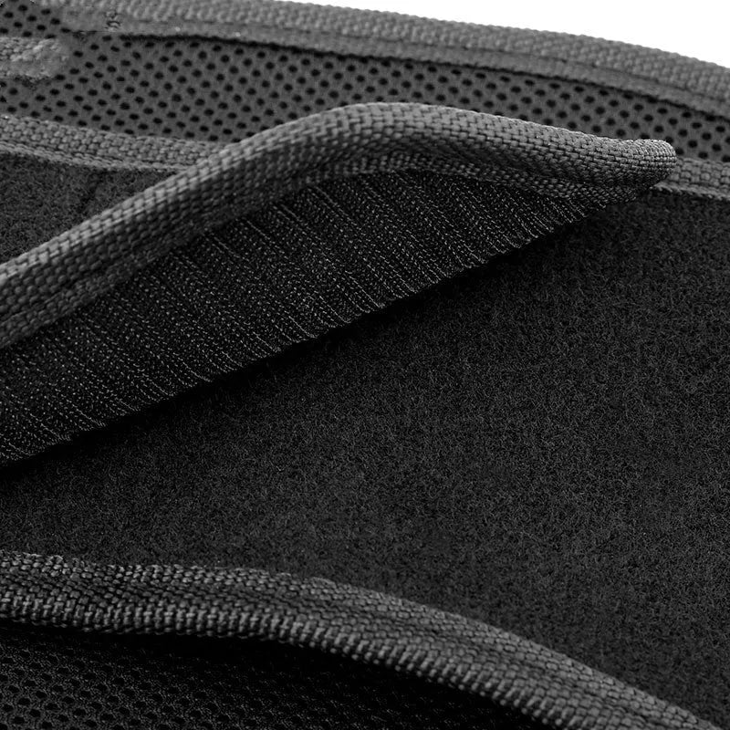 MDL1028 motorcycle riding waist support waistband in black or red, adjustable harness design for long-distance travel