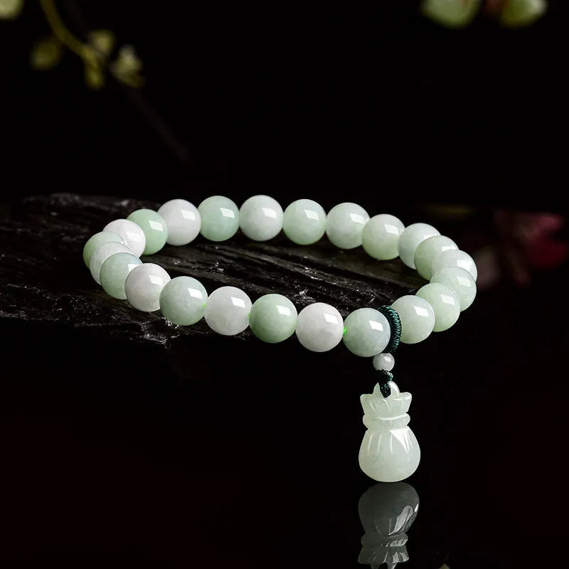 8mm flower jade purse bracelet with national style design for men and women