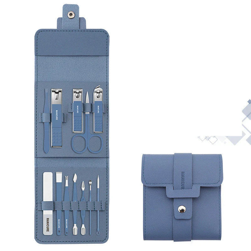 Premium 16-Piece Manicure and Pedicure Tool Set in Portable PU Leather Case