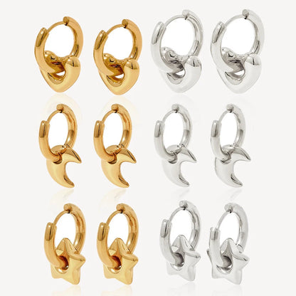 XINGX Stainless Steel Glossy Earrings in geometric designs, available in gold and silver tones.