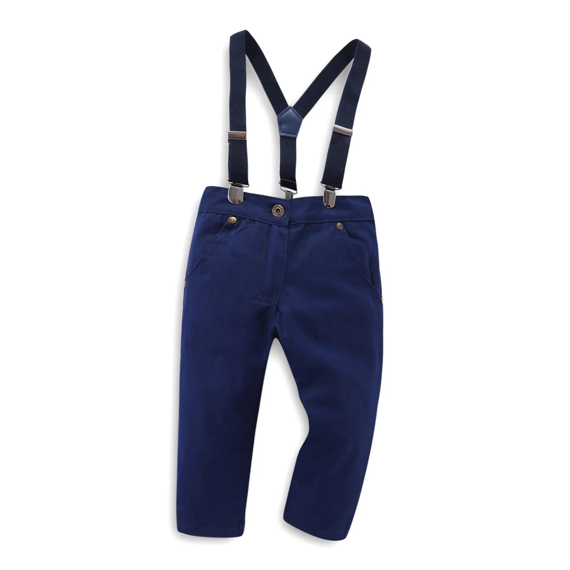 Boys blue European-style suit with height sizing from 90cm to 130cm