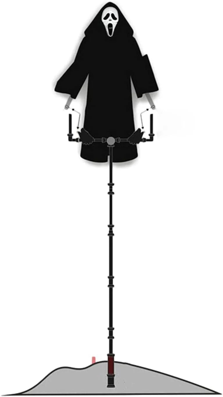 Plastic skeleton scarecrow Halloween decoration with screaming skull design