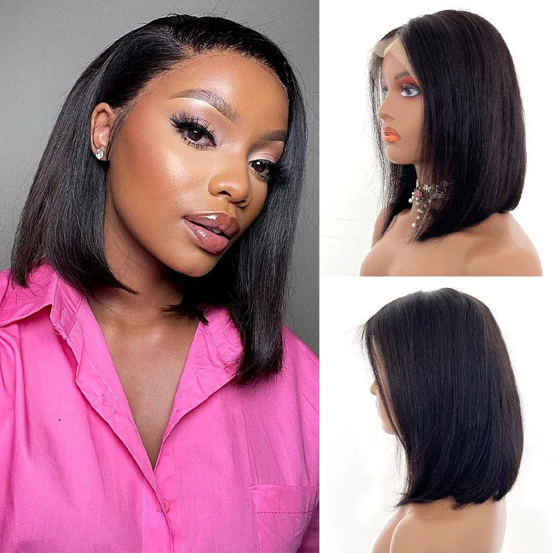 Real human hair silk wig in 1B colour for ladies, available 8 to 16 inches