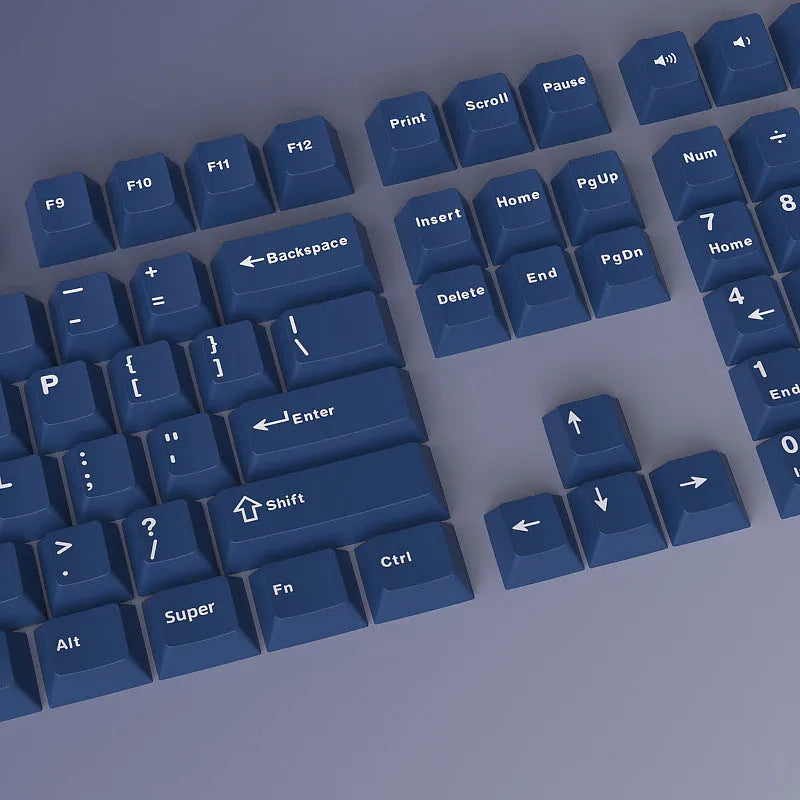 PBT two-tone blue key cap set for mechanical keyboards, sculpted profile, full layout