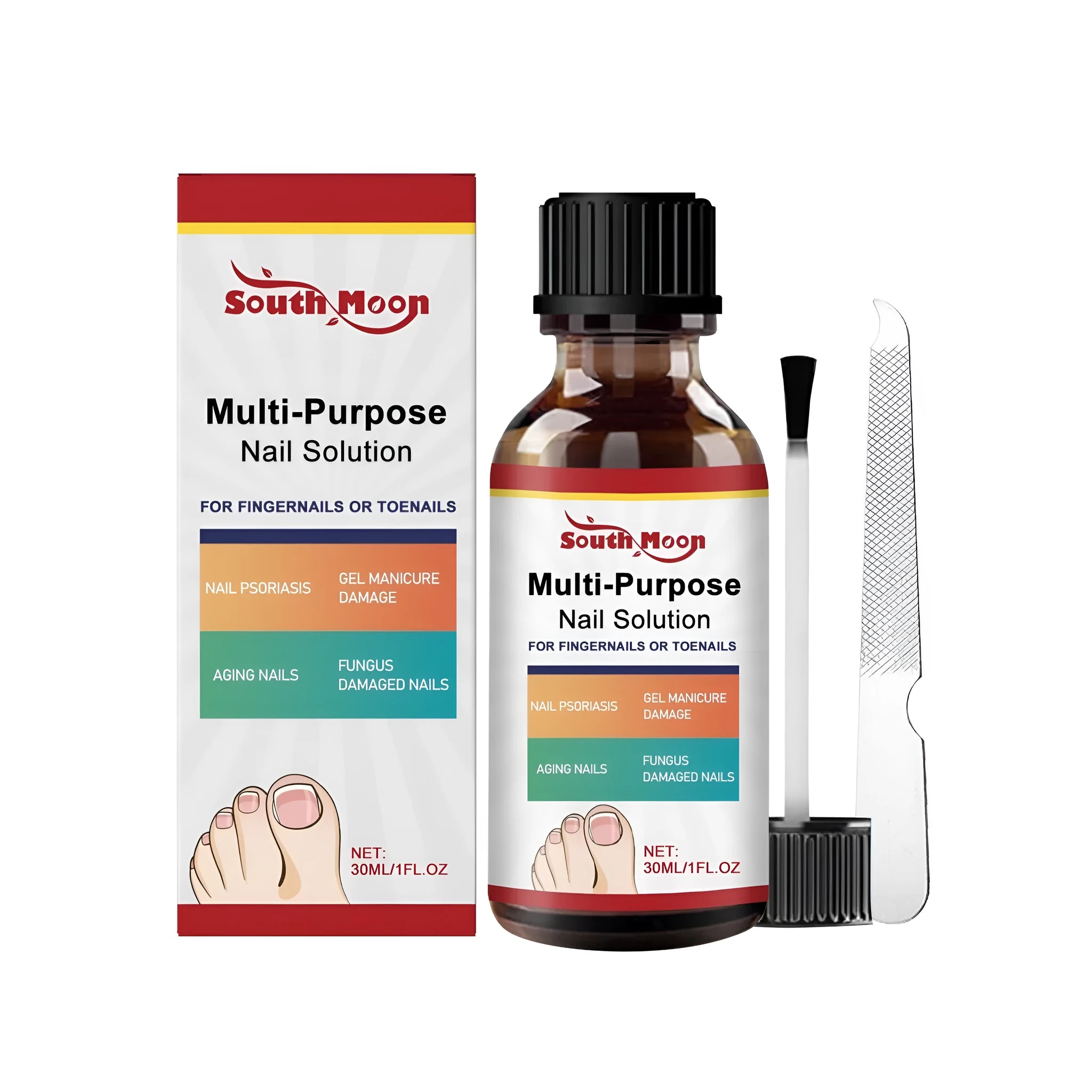 30ml bottle of tea tree oil nail care solution with included nail file for fungal treatment