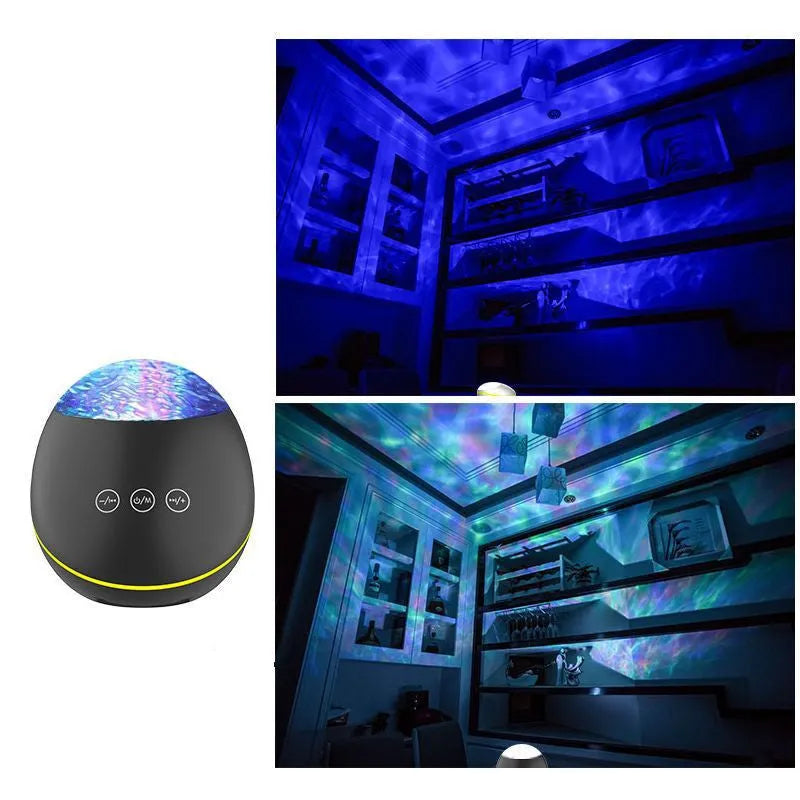 Coversage ocean wave projector LED night light with Bluetooth speaker, remote control, black, USB powered, 2.5-3m projection