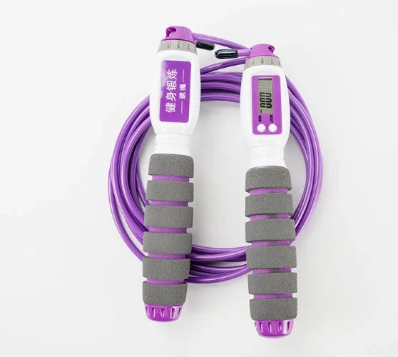 Adjustable electronic counting fitness jump rope with colour options