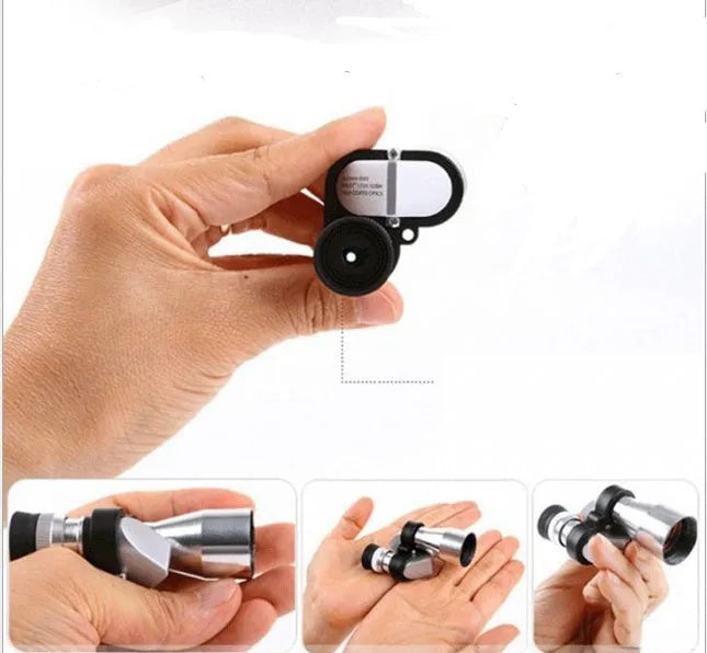 Aluminium alloy pocket monocular telescope with 8x20mm optics and folding eyecup
