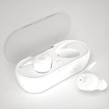 Bluetooth 5.0 wireless in-ear earphones with charging case, black colour, ABS plastic, compact.