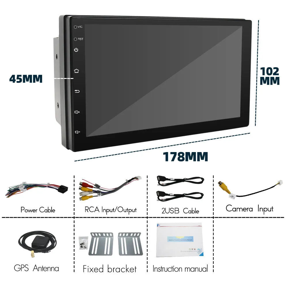 Black universal car navigation radio with 7-inch screen for manual transmission vehicles