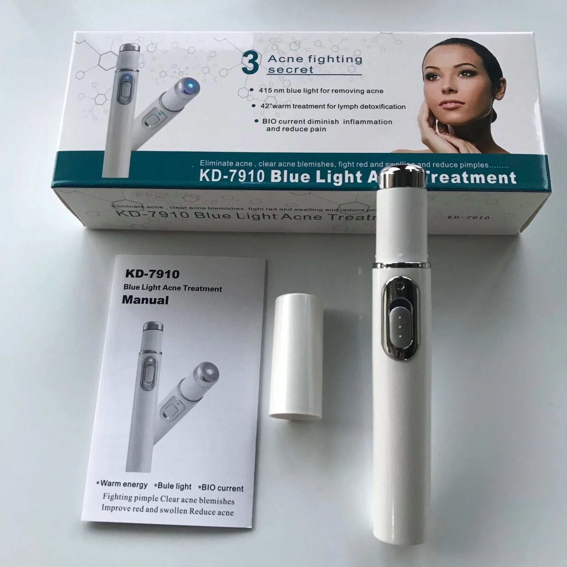 Wrinkle Blemish Pore Acne Scar Remover Pen with blue light technology