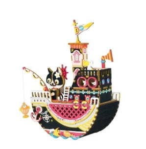 DIY 3D Kitty Ballet Wooden Puzzle Game with moveable music box, perfect for creative assembly and decoration