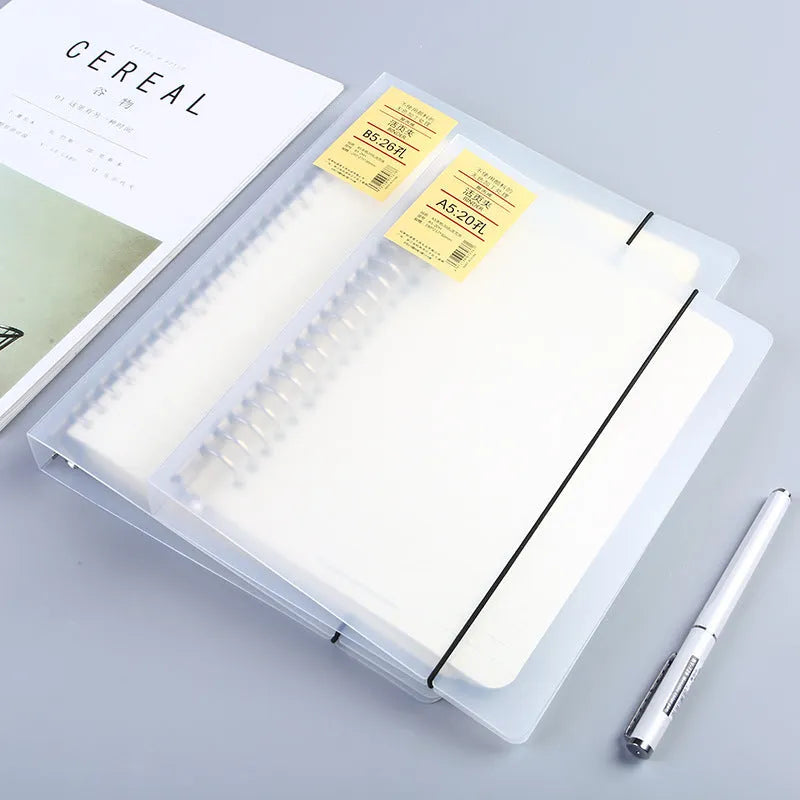 A5 26-hole horizontal line binder notebook with PP matte cover for loose-leaf paper organisation