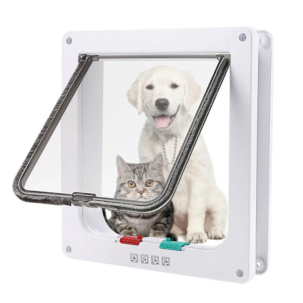4 Way Lockable Pet Door Security Flap in ABS Plastic for cats and small dogs