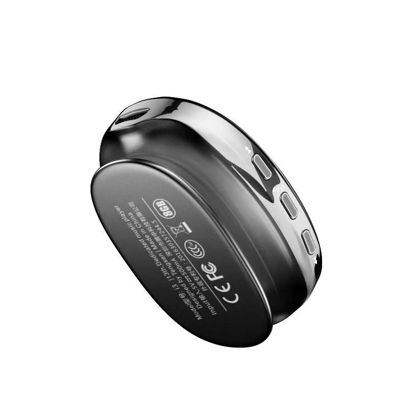 Bluetooth MP4 music player in black, blue, or rose gold with OLED screen and push-button controls.