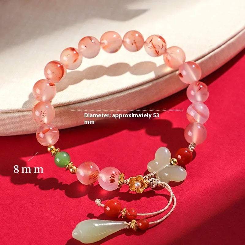 Handcrafted women's agate bracelet with manual processing in three colour variations