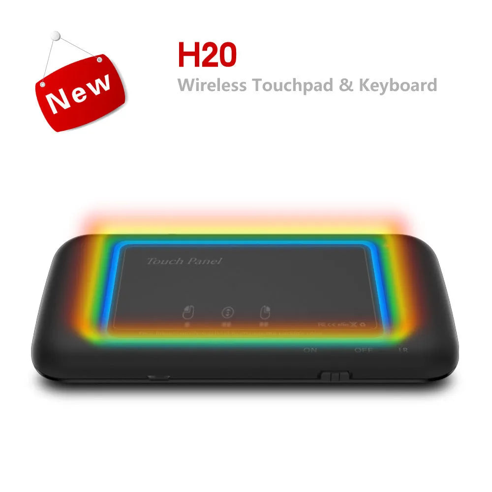 H20 Touch mini wireless keyboard with backlit silicone keys and touchpad in black