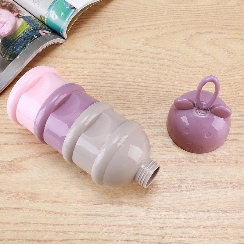 3 Layer Frog Style Portable Baby Food Storage Box in blue, green, and purple