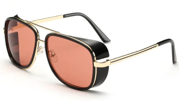 Stylish anti-glare driving sunglasses with retro-inspired design and durable metal and plastic frames