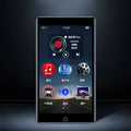 Black Ruizu H1 slim MP4 player with 4-inch touchscreen showing media playback interface