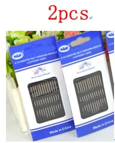 Dual-purpose blind sewing needle set for easy threading and sewing