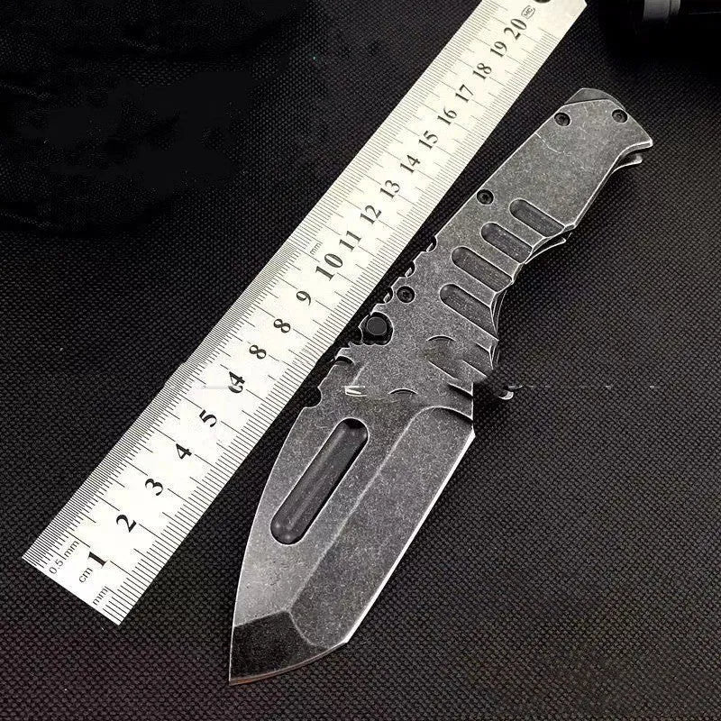 Outdoor folding knife with D2 steel blade, 9cm blade length, 22cm overall length, 907 style.