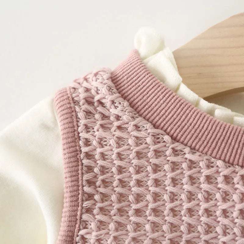 Baby girl bow corduroy dress in cotton fabric, available in multiple colours and sizes 70-100cm