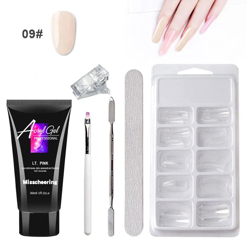 Painless Extension Gel Nail Art Set with UV/LED lamp and leather case