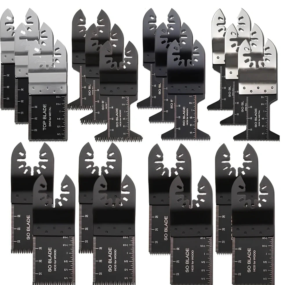 20-piece multi-function saw blade set with hole adapters for rotary tools, high-carbon steel construction, 0.45 kg total weight