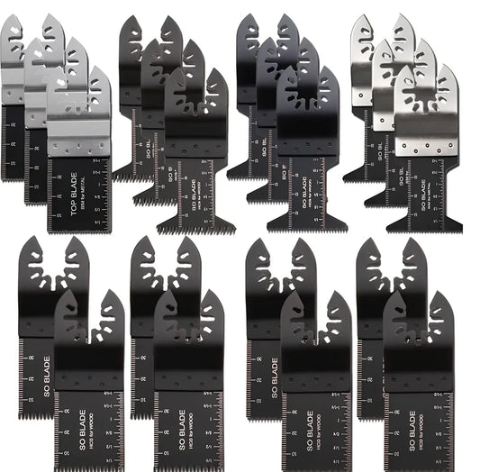 20-piece multi-function saw blade set with hole adapters for rotary tools, high-carbon steel construction, 0.45 kg total weight