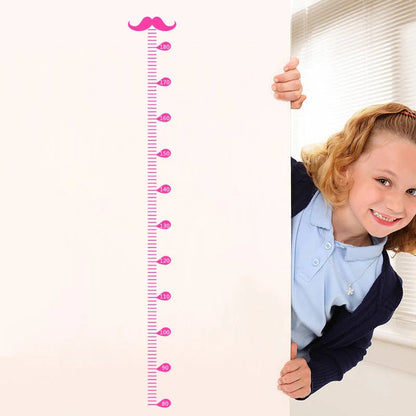 Children's beard height measurement wall sticker in black, 57cm by 12cm