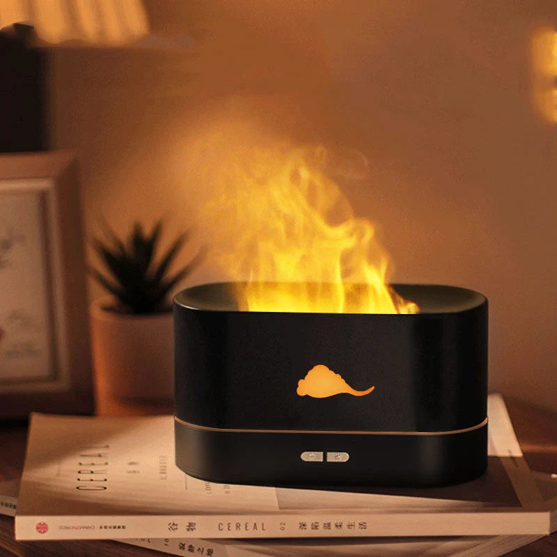 Flame Humidifier with 3D simulation flame and aromatherapy function