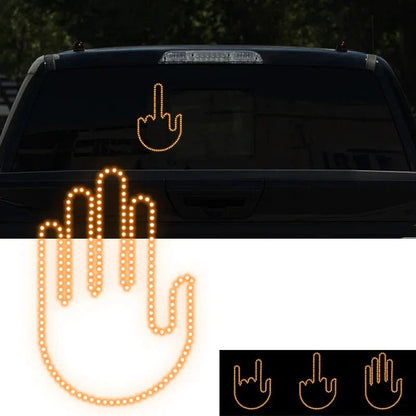 Illuminated LED car gesture light with three gesture modes, bright 176-LED display, and easy peel-and-stick installation