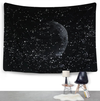 Constellation tapestry with moon pattern for bedroom decoration