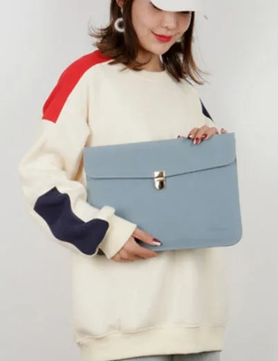 Notebook inner bag in matte PU fabric for 12-14 inch laptops, simple hand bag style