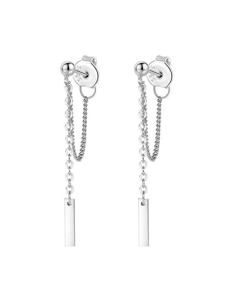 Women's Tassel Simple Stud Earrings in copper or 925 silver with geometric pattern