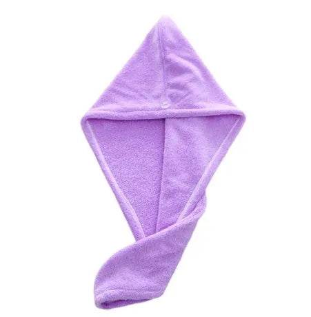 Magic microfiber hair drying towel in pink with button fastening, measuring 25x65cm